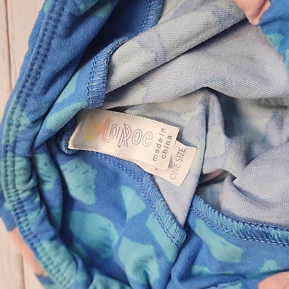 LuLaRoe light blue & dusty rose abstract Leggings - OS - Picture 5 of 8